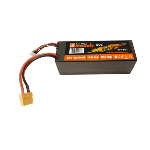 Lipo Akku 4S-14,8 Volt-5200mAh, 50C,XT90